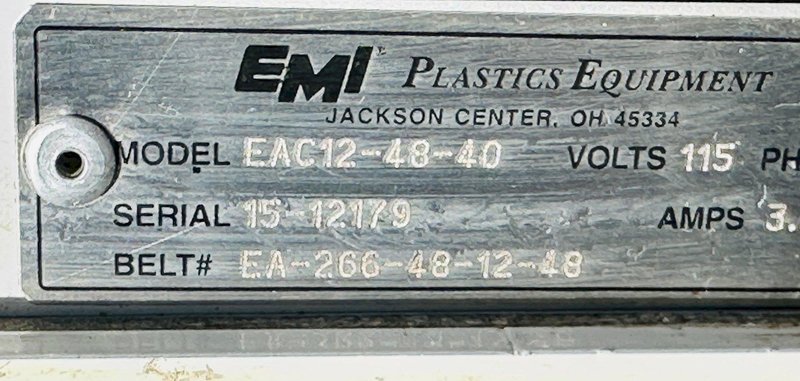 EMI Plastics Equipment  |  EAC12 - 48 - 40  |  12” x 48" Incline Belt Conveyor