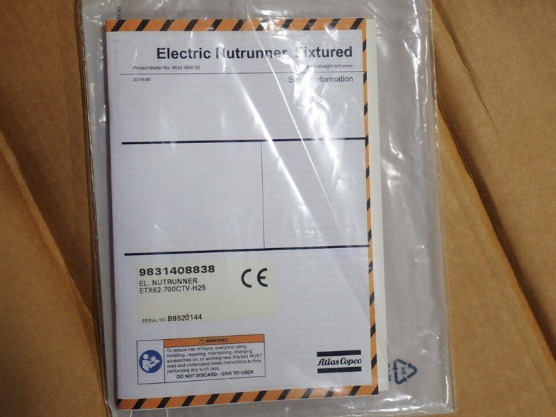 ATLAS COPCO ELECTRIC TORQUE NUTRUNNER  -  ETX62-700CTV
