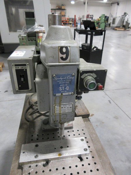 SpeedyCut ST-0 Tapping Machine with 5" Throat W/ Foot Pedal, Mounted On Metal Table
