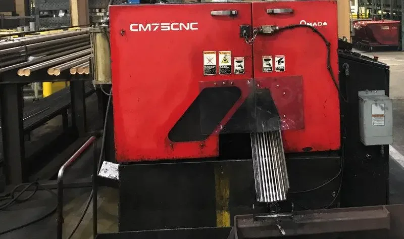 Used AMADA FULLY AUTOMATIC CARBIDE CIRCULAR SAW , Model CM75, 2.95”, Year 2005
