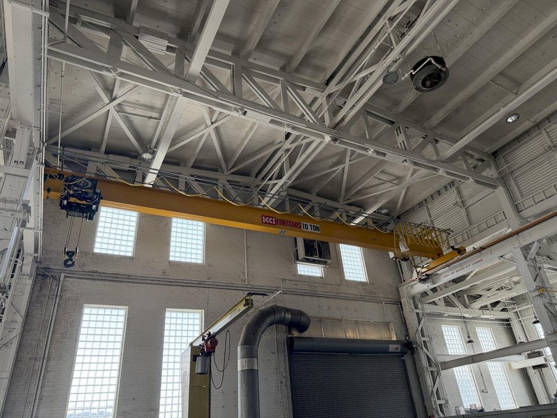 10 TON X 49' SPAN KONE SINGLE GIRDER OVERHEAD BRIDGE CRANE. STOCK # 0757326