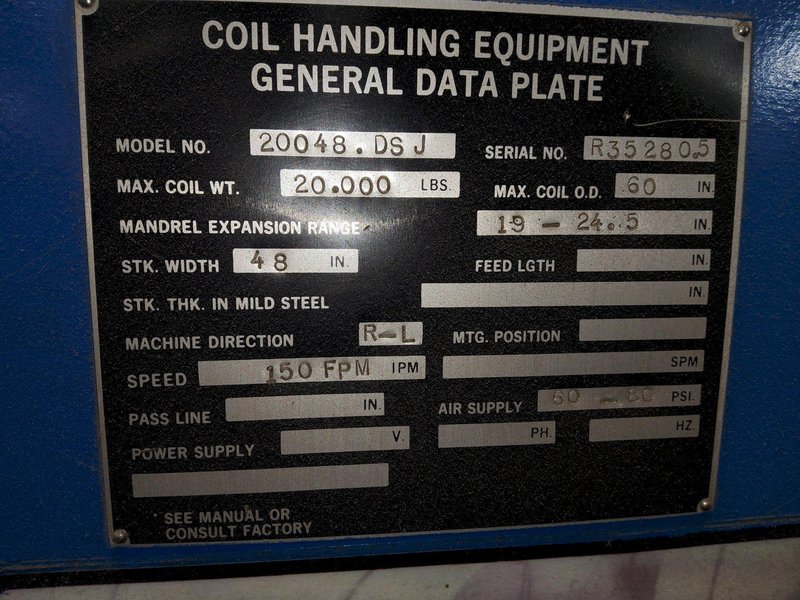 48" x 20,000 LBS X .080" HERR VOSS CUT-TO-LENGTH LINE W/ PRECISION LEVELER: STOCK #22693