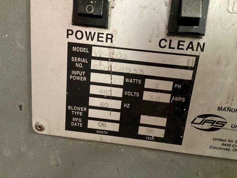 2005 UNITED AIR SPECIALISTS VP-1500 DUST COLLECTOR