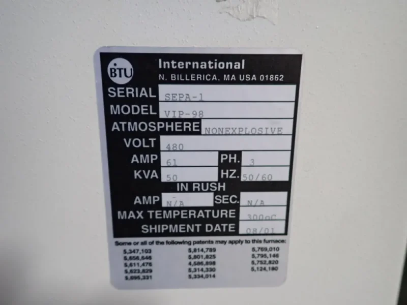 BTU REFLOW OVEN   -  VIP-98