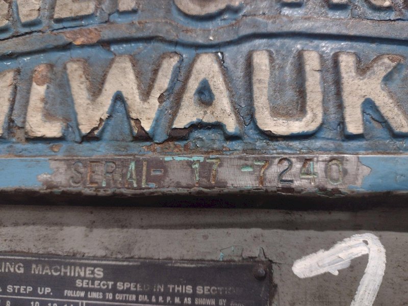 #4 KEARNEY &amp; TRECKER MILWAUKEE MODEL 4CK HORIZONTAL MILLING MACHINE: YOBRO #23955