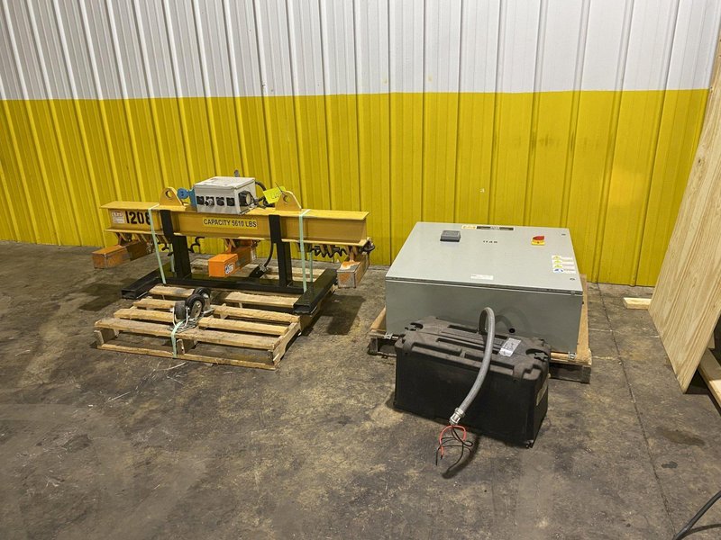 5610 LB ERIEZ MAGNETICS CRANE LIFTING MAGNET ON SPREADER BAR STOCK 16097