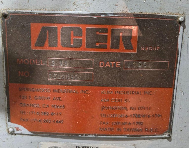 ACER 3VS VERTICAL MILL USED