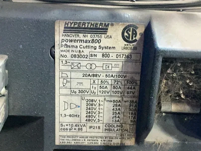 Hypertherm Powermax  800 Plasma Cutting System  - 083002