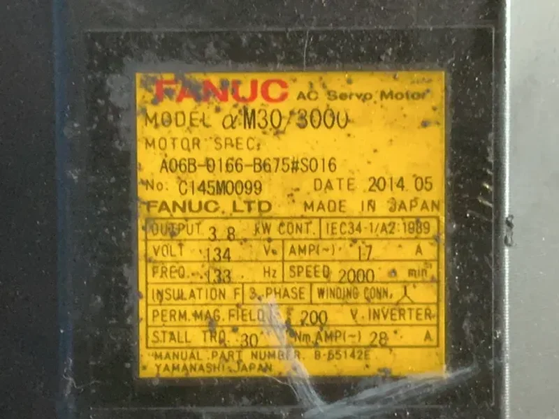 FANUC 17 AMPS AM30/3000 AC SERVO MOTOR   -  A06B-0166-B675#S016