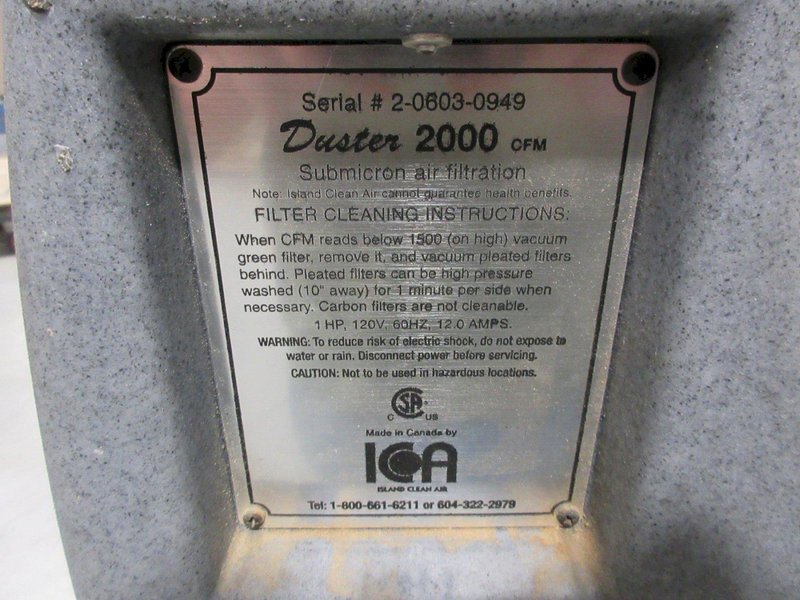 ICA Duster 2000 CFM Submicron Portable Air Filtration Unit- Auction Item