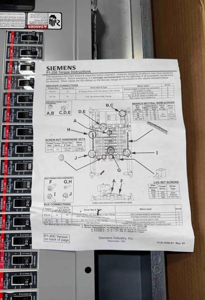 250 AMP SIEMENS CIRCUIT BREAKER PANEL WITH COVER: STOCK #23728