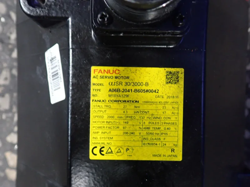 Fanuc  4.3 Kw Servo Motor  - Ai Sr30/3000-b / A06b-2041-b605#0042