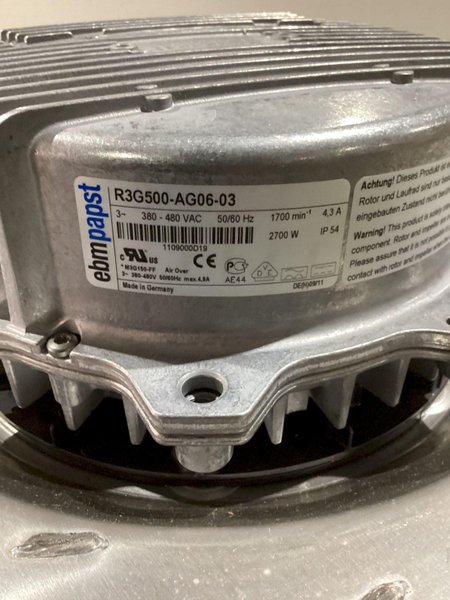 EBMPAPST R3G500-AG06-03 Replacement High-Voltage Fan for ABB Inverter USED