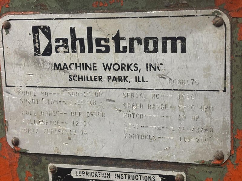 8 STAND X 2.5&quot; X 12&quot; ROLLSPACE DAHLSTROM MODEL 500-10-OB ROLLFORMER: STOCK #22627