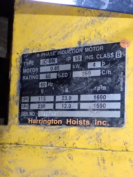 HARRINGTON 2 TON ELECTRIC CHAIN HOIST  -  EP1A-00SY3915