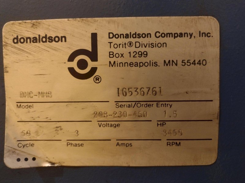 800 CFM X 1.5 HP TORIT MODEL #DMC-MMB DRYFLOW MIST COLLECTOR : YOBRO #24544