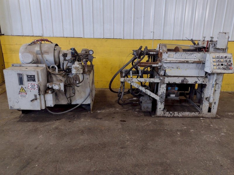 25,000 LB. MITCHELL MODEL #PP550 (4) DIE IN LINE TUBULAR CONVEYOR ROLL SHAFT END FORMING MACHINE: STOCK #15297
