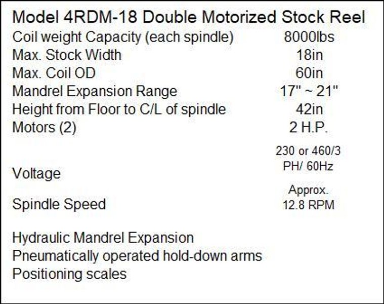 18” X .175”  X 8,000 LBS CWP MODEL #SFAC4-20 SPACE-SAVER AUTOMATIC COIL FEED LINE: STOCK #22215