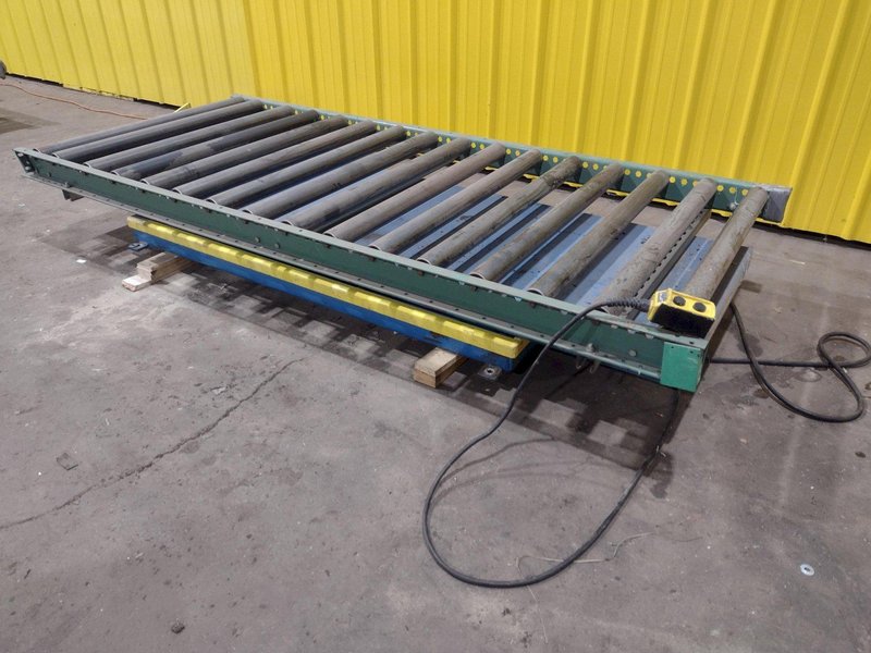 3,500 LBS X 30" X 96" BISHAMON MODEL #VIS-35-48 SINGLE PHASE 110V ROLLER TOP HYDRAULIC LIFT TABLE: STOCK #20967