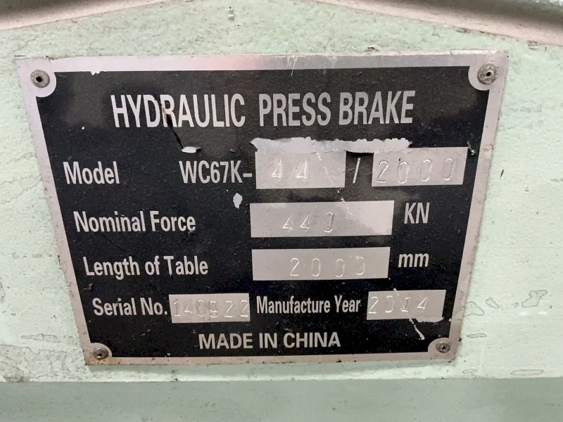 HYDRAULIC PRESS BRAKE   -  WC67K-44/2000