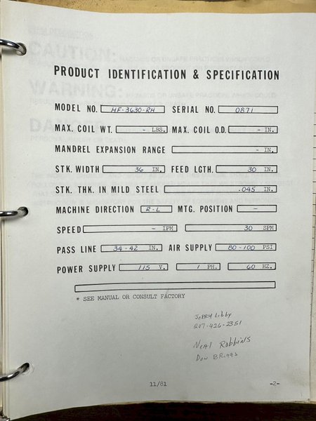 36" WIDE X 30" STROKE CWP MODEL #HF3630RH GRIPPER AIR FEEDER: STOCK #12695