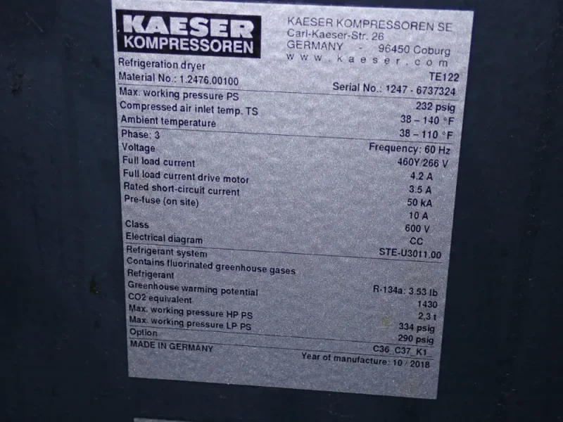 KAESER REFRIGERATED DRYER  -  TE122
