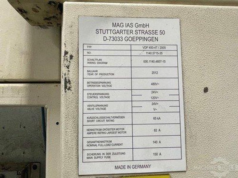 VDF 450-T4-2000 8 Axis CNC Turning Center