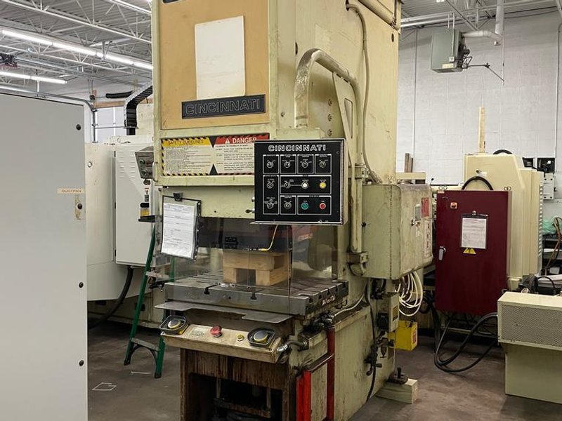Cincinnati Model 75 OBS 75 Ton Hydraulic Gap Frame Press, 8&quot; Stroke, Die Cushion, Cincinnati Tonnage and Position Controls