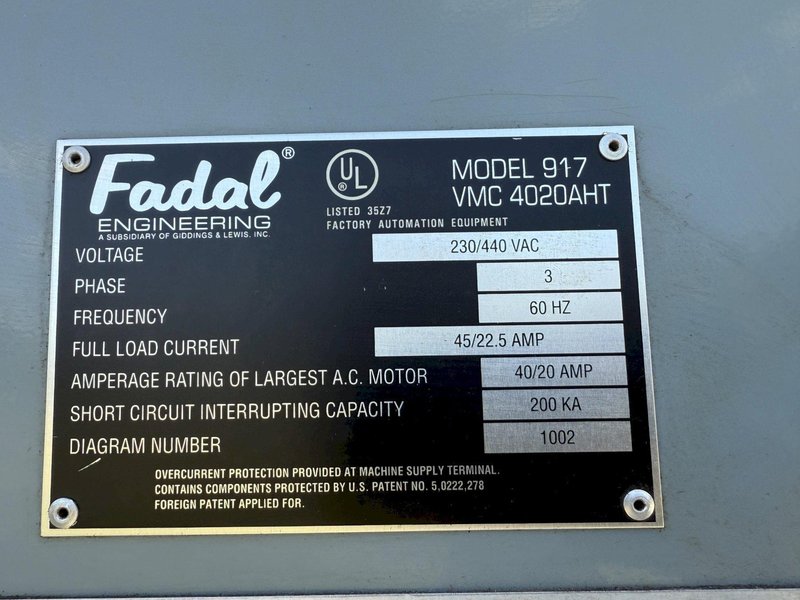 1997 Fadal VMC 4020AHT CNC Vertical Machining Center For Sale
