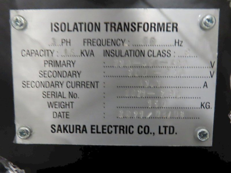 Sakura Electric Co 15 kVA Isolation Transformer- Auction Item