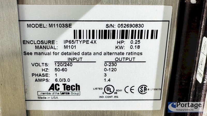 Dorner 7200 Series Sanitary  S.S. Conveyor  |  6” x 72" Up Conveyor with VFD Control