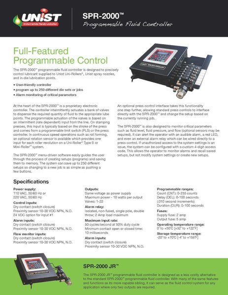 UNIST SPROLLER MODEL #SPR-2000 LUBRICATION SPRAY ROLLER: YOBRO #23934