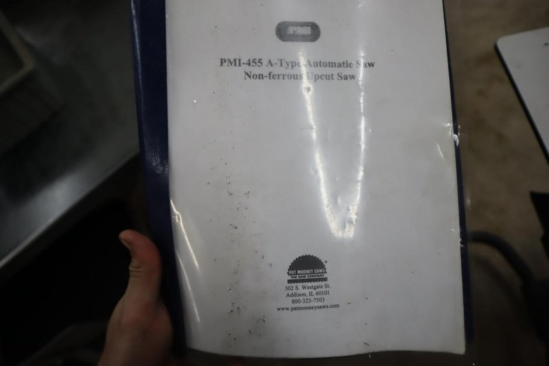PMI-455 Type A Automatic Circular Upacting Saw, ProFace Control, In-Feed Conveyor,  Powermatic Powertec Collectors- Auction Item