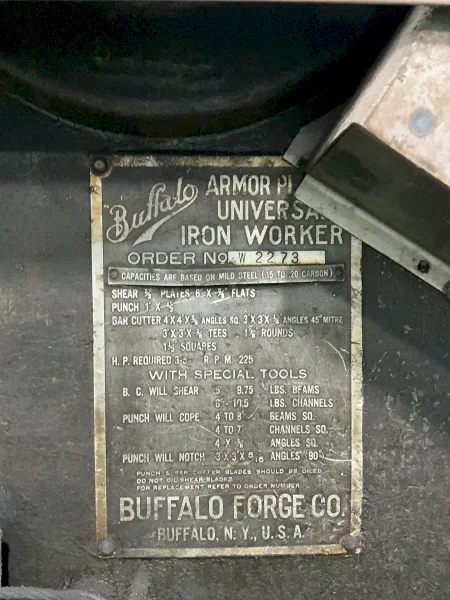 BUFFALO UNIVERSAL IRON WORKER  -  ARMOR PLUS UNIVERSAL