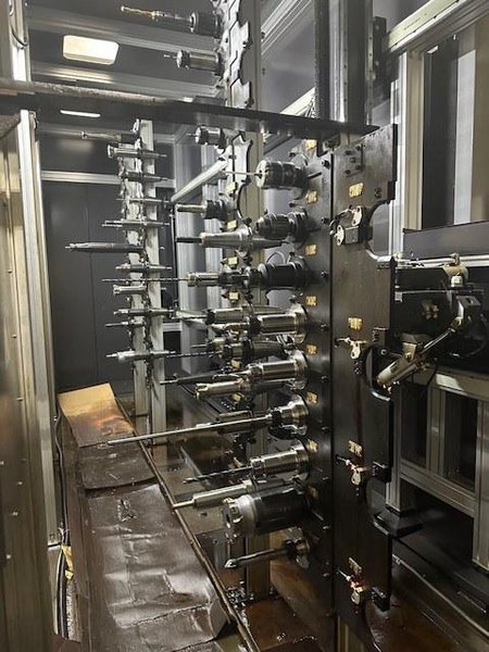 OKUMA MB8000H CNC 4-Axis Horizontal Machining Center, 2017;  31.5&quot; x 31.5&quot; pallets, 12,000 RPM spindle, 4,400 lb cap., travels 51.18&quot; x 43.3&quot; x 49.21&quot;, OSP P300M CNC. 171 Pos. ATC, Renishaw tool detection and chip conveyor, 50 hp