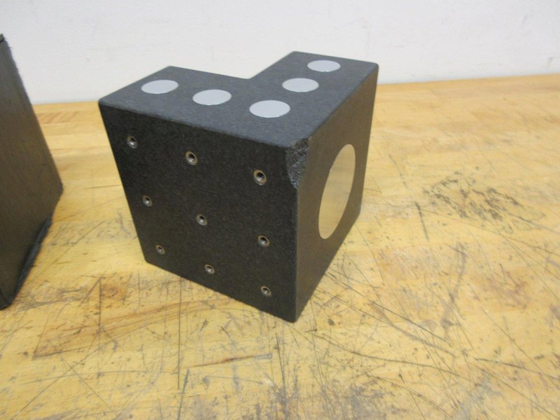Granite Angle Plate 6" x 6" x 6" with Magnetic Inserts and 1/4-20 Mounting Holes in Protective Case- Auction Item