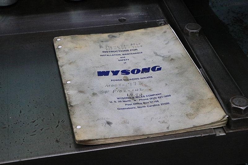 3/16&quot; x 6&#039; WYSONG MECHANICAL SHEAR MODEL 772