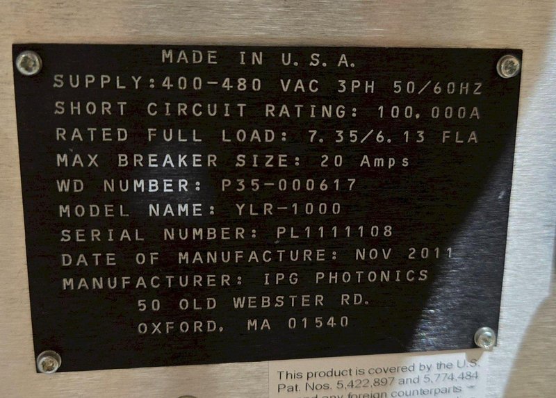 IPG YLR-1000-MM-WC FIBER LASER USED