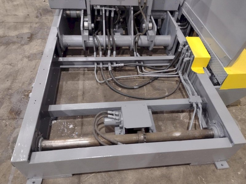 20,000 LBS X 54" X 36" BRANER HYDRAULIC COIL CAR UPENDER WITH POWER FEED CONVEYOR: YOBRO #25238