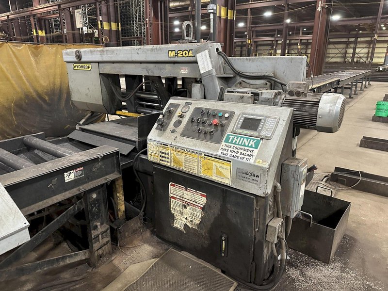20" X 30" HYDMECH MODEL M-20A AUTOMATIC HORIZONTAL BANDSAW WITH POWER MITRE &amp; BUNDLING STOCK# 3891