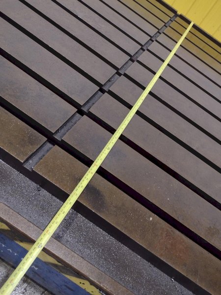 129&quot; X 72&quot; X 14&quot; HIGH T-SLOTTED LAYOUT TABLE / BOLSTER PLATE: STOCK #22373