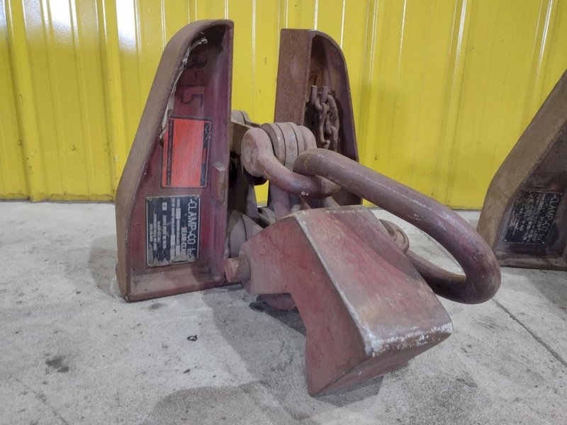 (2) 15 TON CLAMPCO MODEL F15 GIRDER WIDE FLANGE BEAM LIFTING CLAMPS: STOCK #22982