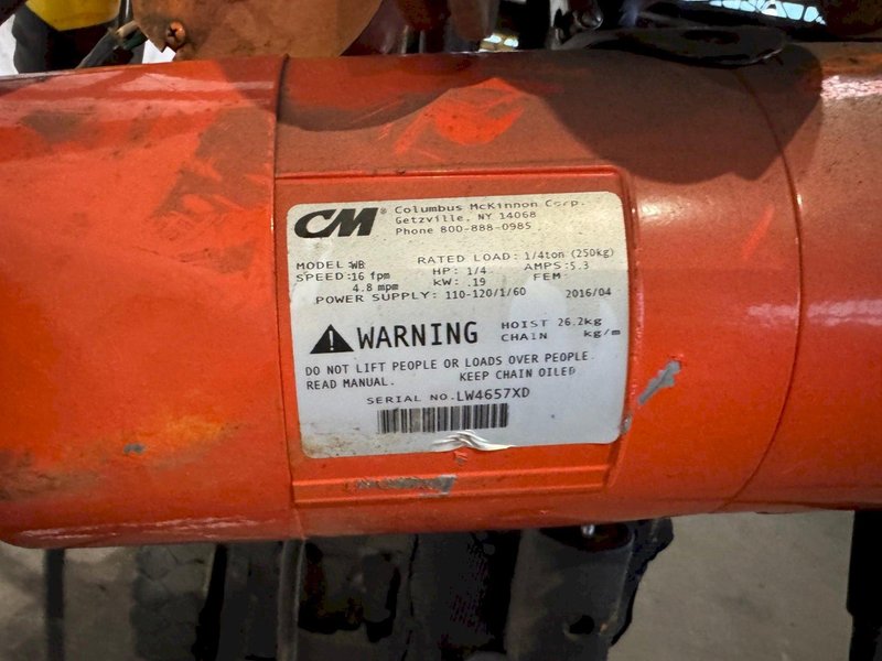 1/4 TON CM VALUESTAR HOIST 110 VOLT (NEW IN 2016) STOCK # 1010524
