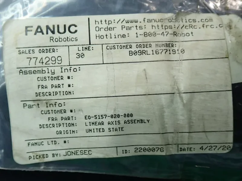 Fanuc Robotic Linear Axis Assembly - Eo-5157-020-000