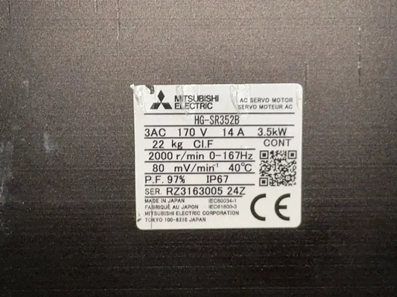 MITSUBISHI ELECTRIC 3.5 KW AC  SERVO MOTOR   -  HG-SR352B