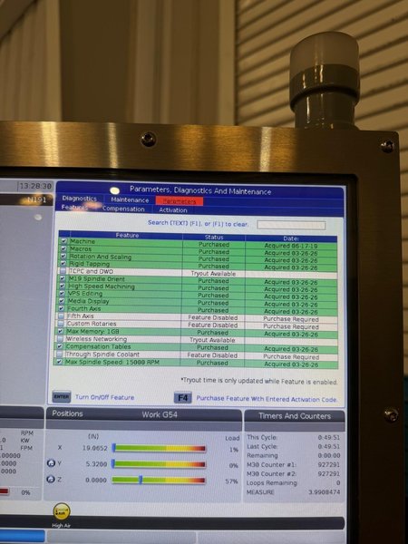 Haas DT-2 CNC Drill Tap Center – 2017 4th Axis Ready, 15,000 RPM, WIPS, HSM Mill