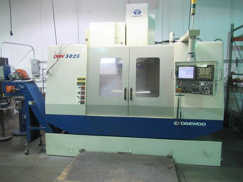 Daewoo DMV-5025 CNC Vertical Machining Center with Fanuc 21i-MB, 24 ATC, 12K RPM, Thru Spindle Coolant, Chip Conveyor- Auction Item