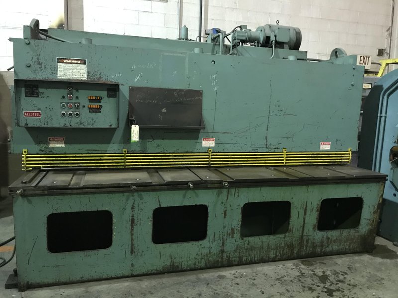 USED ALLSTEEL HYDRAULIC SHEAR Model 1/4”x10’, Stock No. 9559