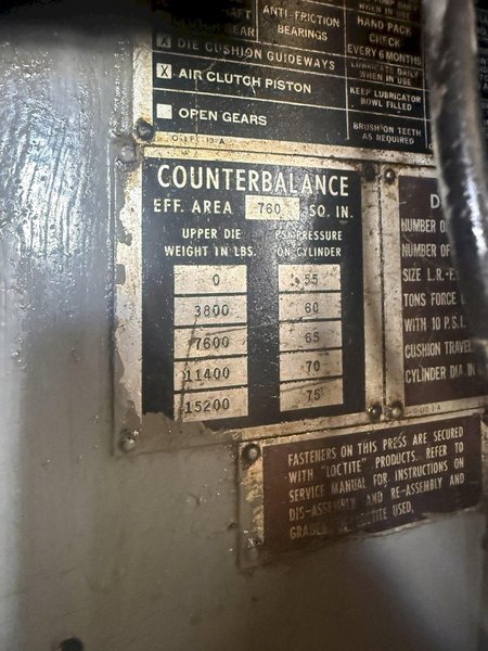 800 TON MINSTER E2-800-108-60 HEAVI-STAMPER STRAIGHT SIDE DOUBLE CRANK PRESS. STOCK #0430926