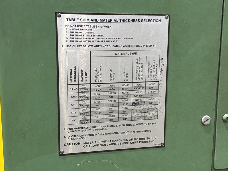 10&#039; X 3/8&quot; CINCINNATI MODEL #375X10 HYDRAULIC SHEAR: STOCK #22818
